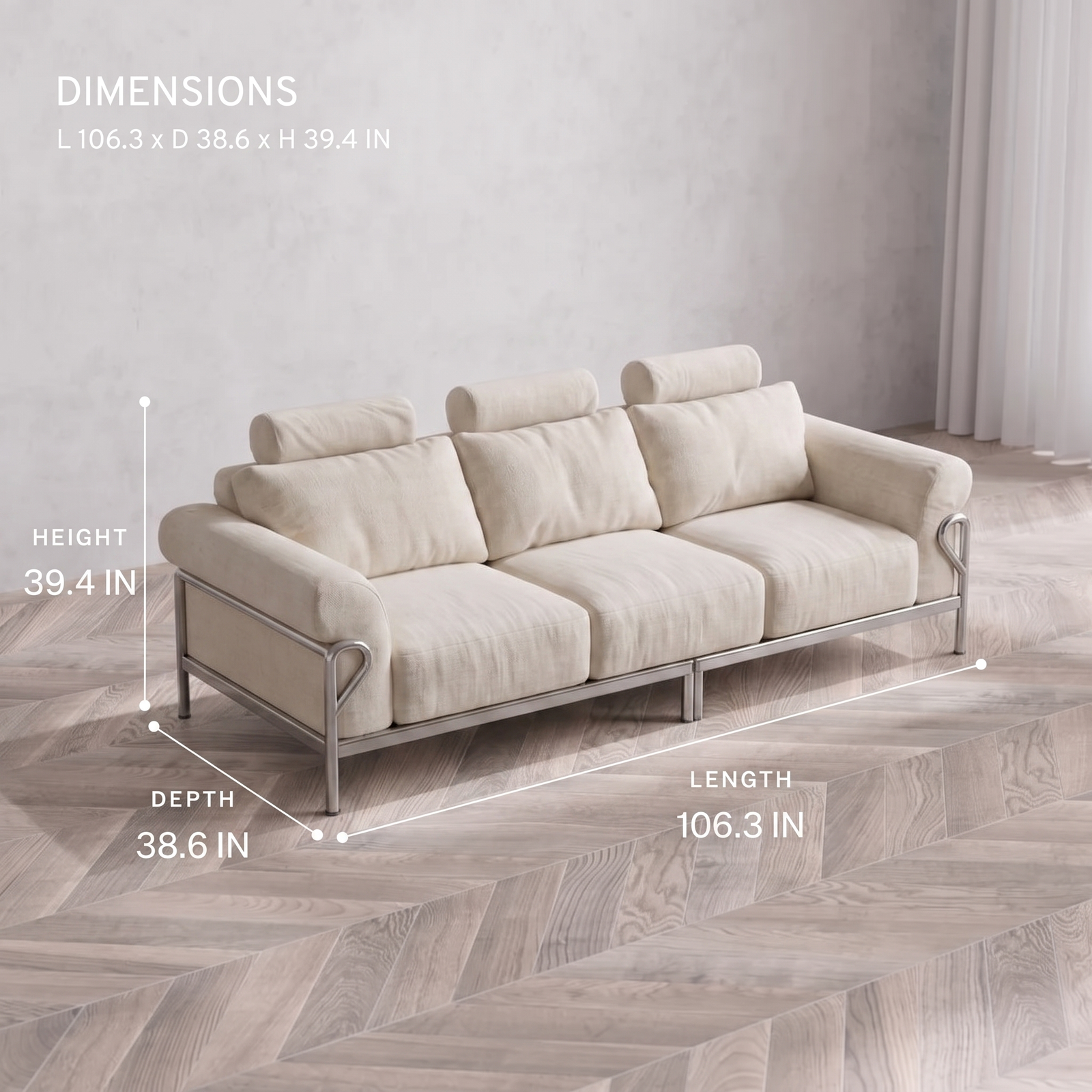Wiageot Cloud 3 Seat Sofa product detail 5
